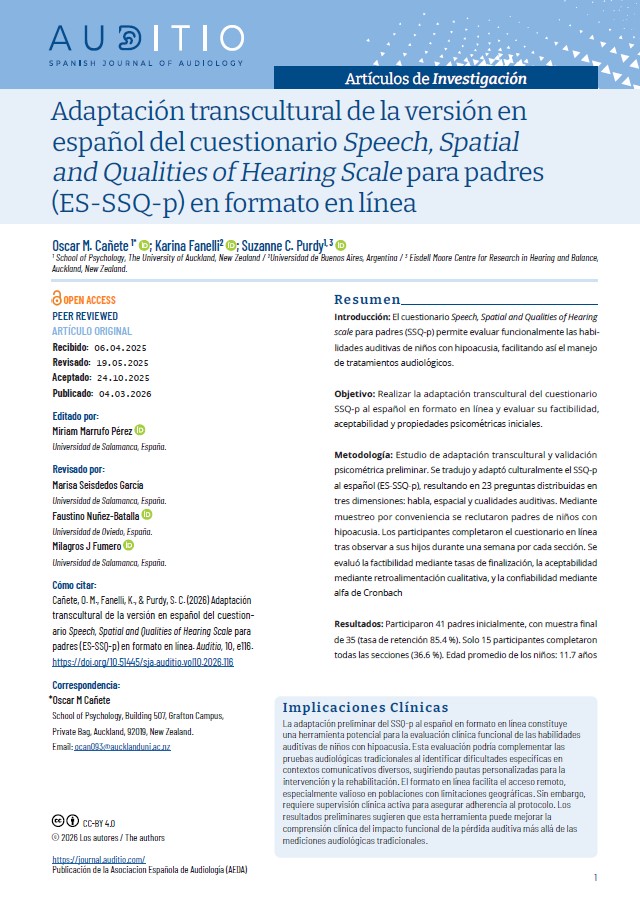 Portadilla Auditio e116-ES